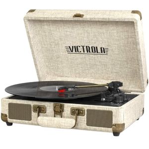 Victrola Vintage 3-Speed Bluetooth Portable Suitcase Record Player with Built-in